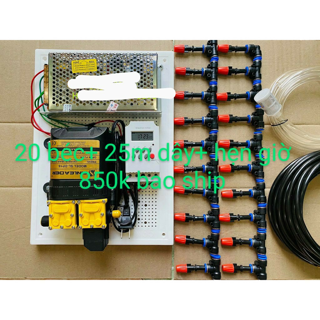 [Already available] set misting pump double automatic 20 30 holder cap Orange (Timer, smart WiFi by phone) plant watering, orchid plant watering, watering Lan, cooling roof nhàdiện positive 20-50m2