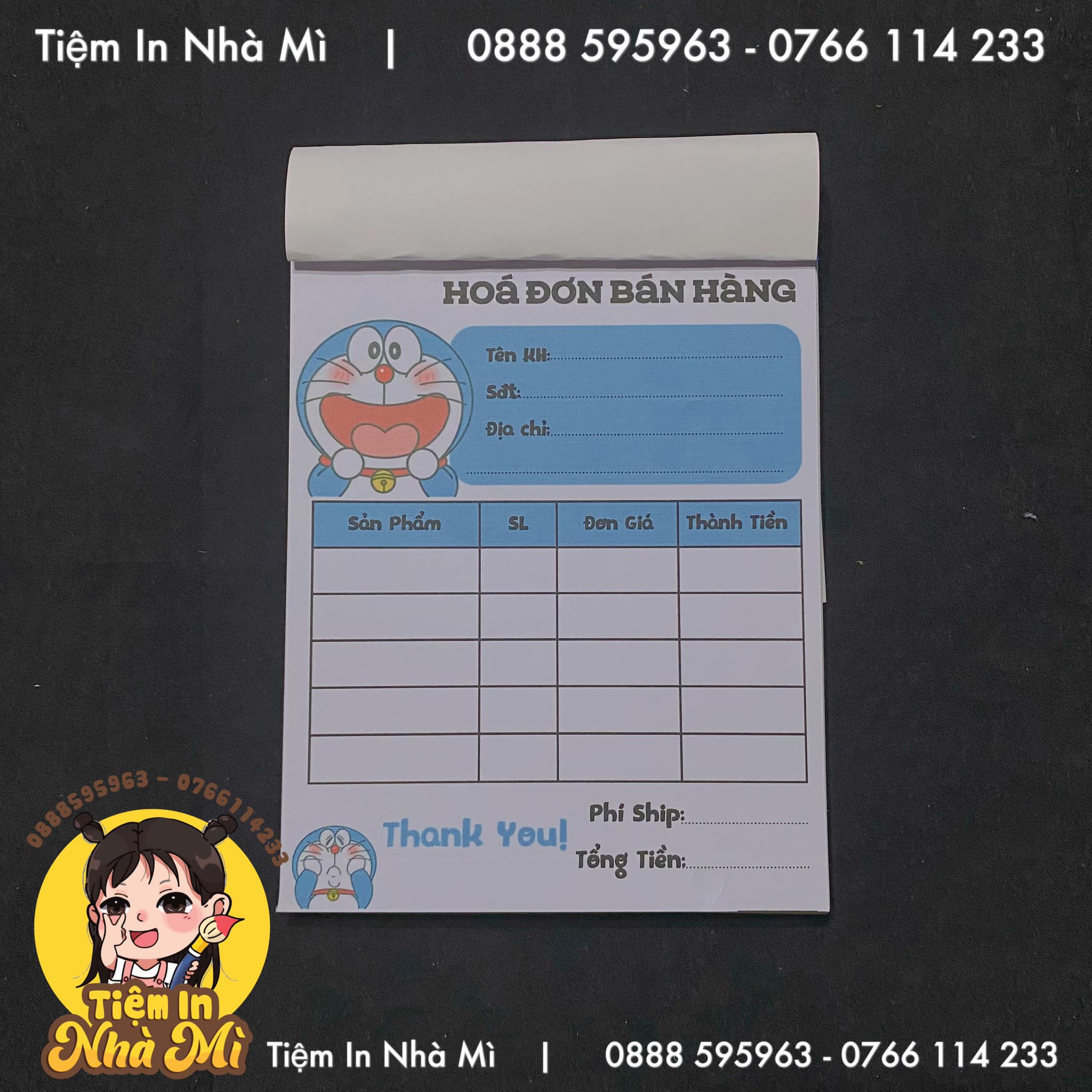 Hoá đơn A6 mẫu Gấu Losto, Đôremon