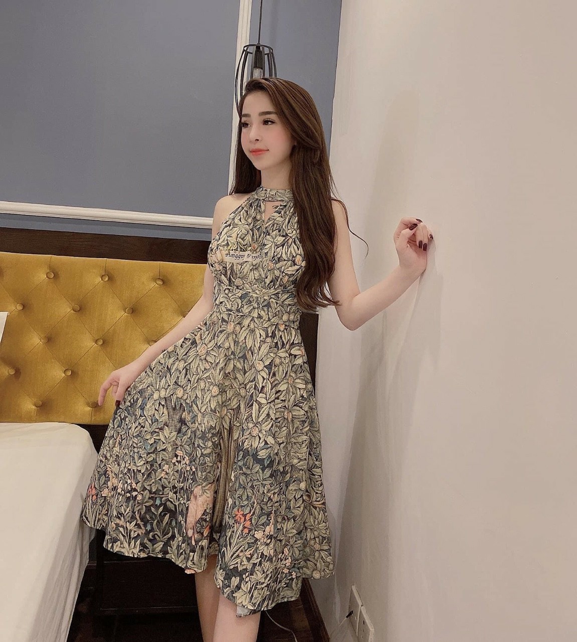 Đầm yếm khoét cổ voan 2 lớp-QH