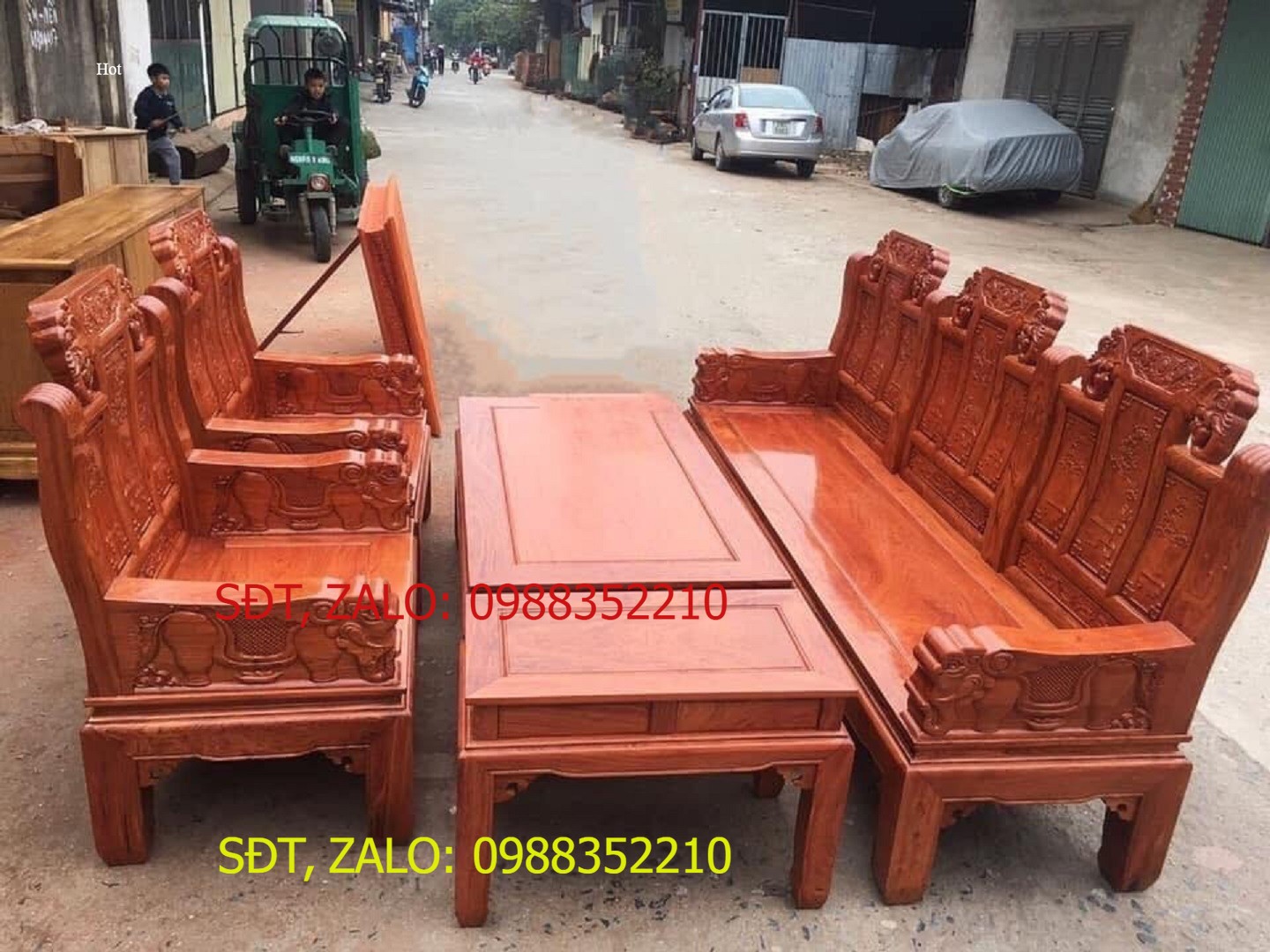 Bộ bàn ghế như ý tay voi cả con gỗ hương đá hàng víp