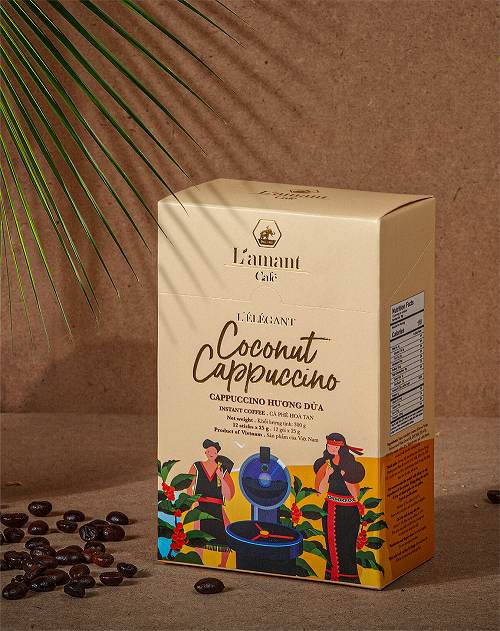Cà phê hòa tan vị dừa L'amant Coconut Cappuccino (Hộp 300g)