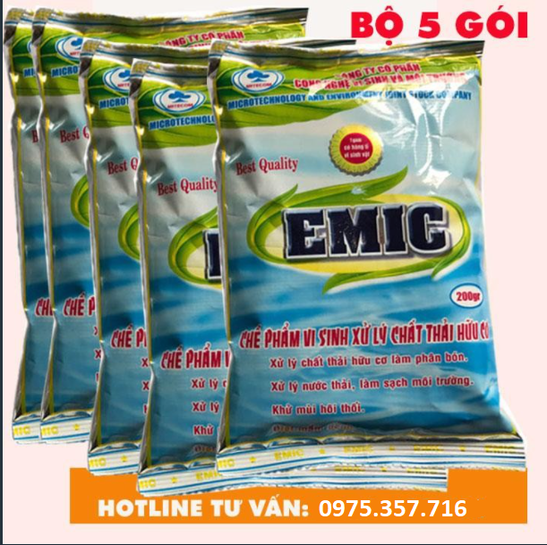 5 gói chế phẩm sinh học em - emic - chế phẩm ủ phân hữu cơ - gói 200gr