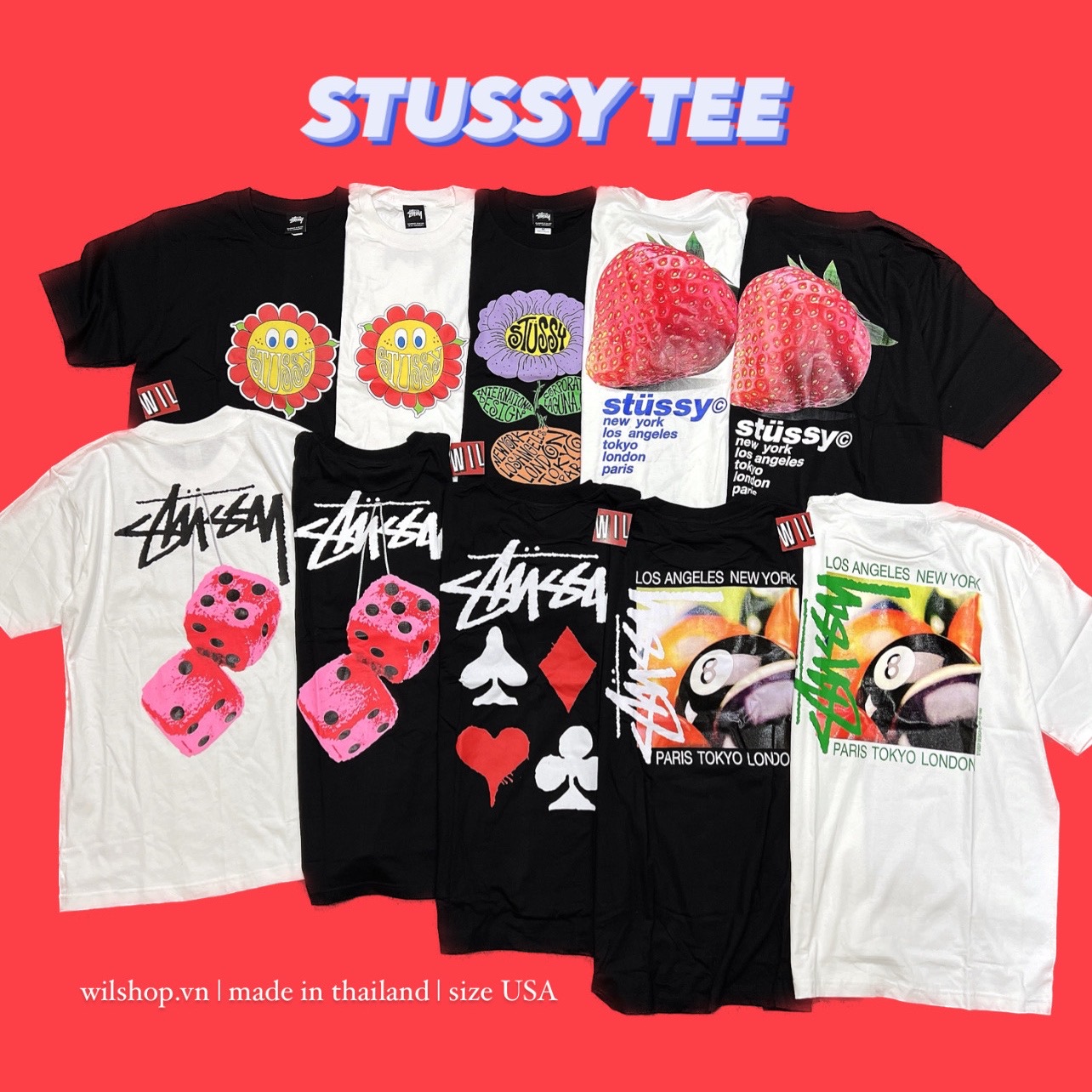 (M, L, XL) ÁO STUSSY - ÁO UNISEX SIZE USA