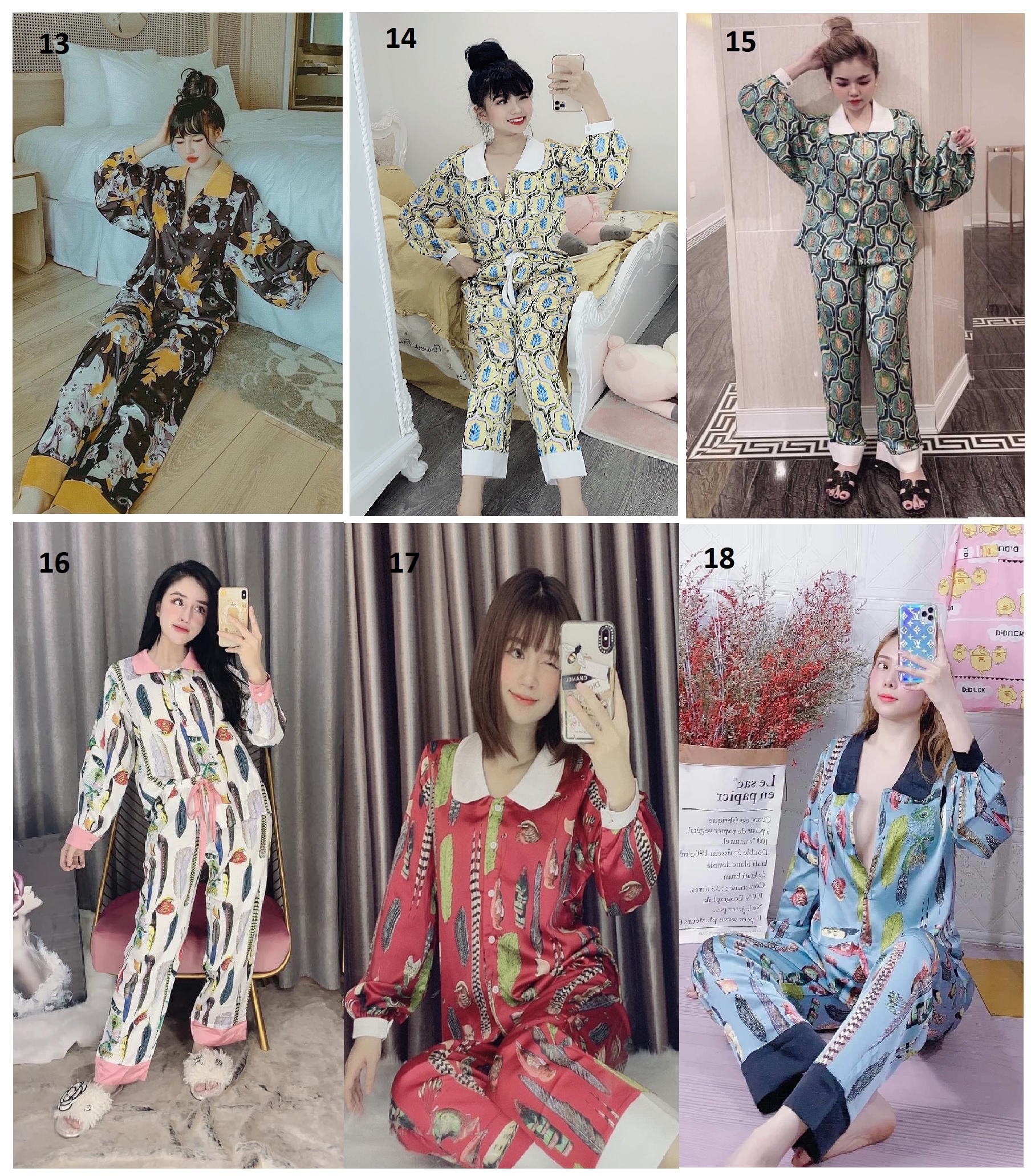 Đồ Bộ Lụa Satin Phong cách Tiểu Thư
