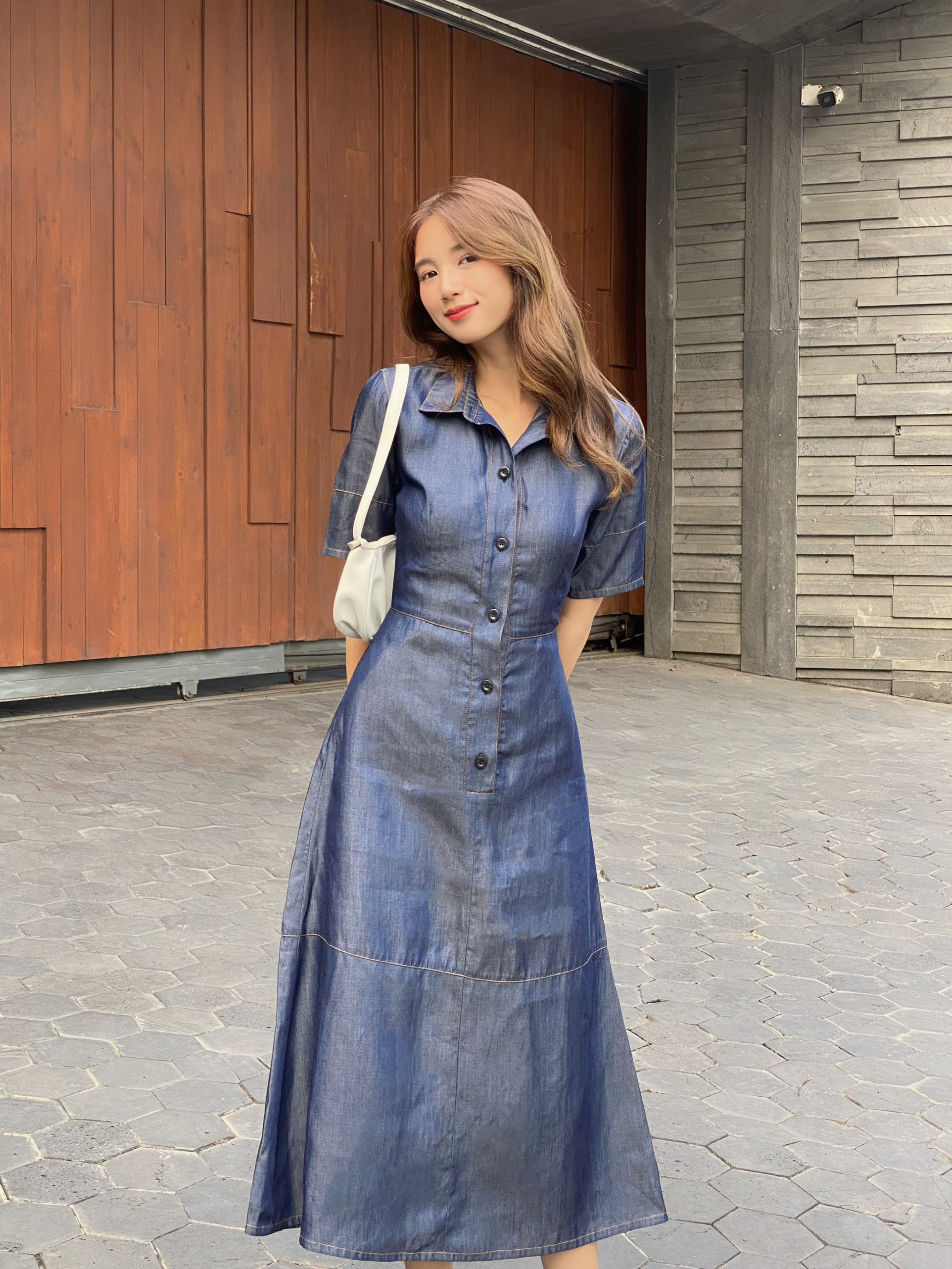 AfterBefore | Đầm denim midi 2 màu