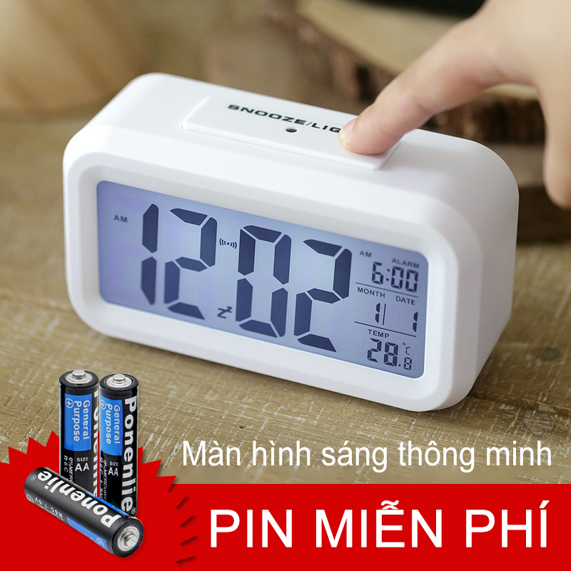 【like】Đồng hồ báo thức, phần nhiệt độ, đồng hồ báo thức lười biếng, tắt tiếng, đồng hồ điện tử, đồng hồ kỹ thuật số sáng tạ（Miễn phí ba pin AAA）