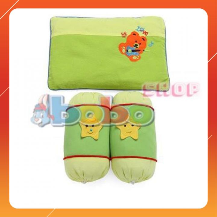 [HCM]Bộ Gối Nằm Đậu Xanh Cho Bé Baby Màu Ngẫu Nhiên (1 Gối Nằm1 Cặp Chèn)
