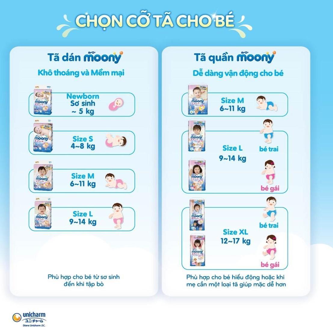 Tã Quần Moony Nhật Cho Bé Trai Size L 44 Miếng (9-14kg)