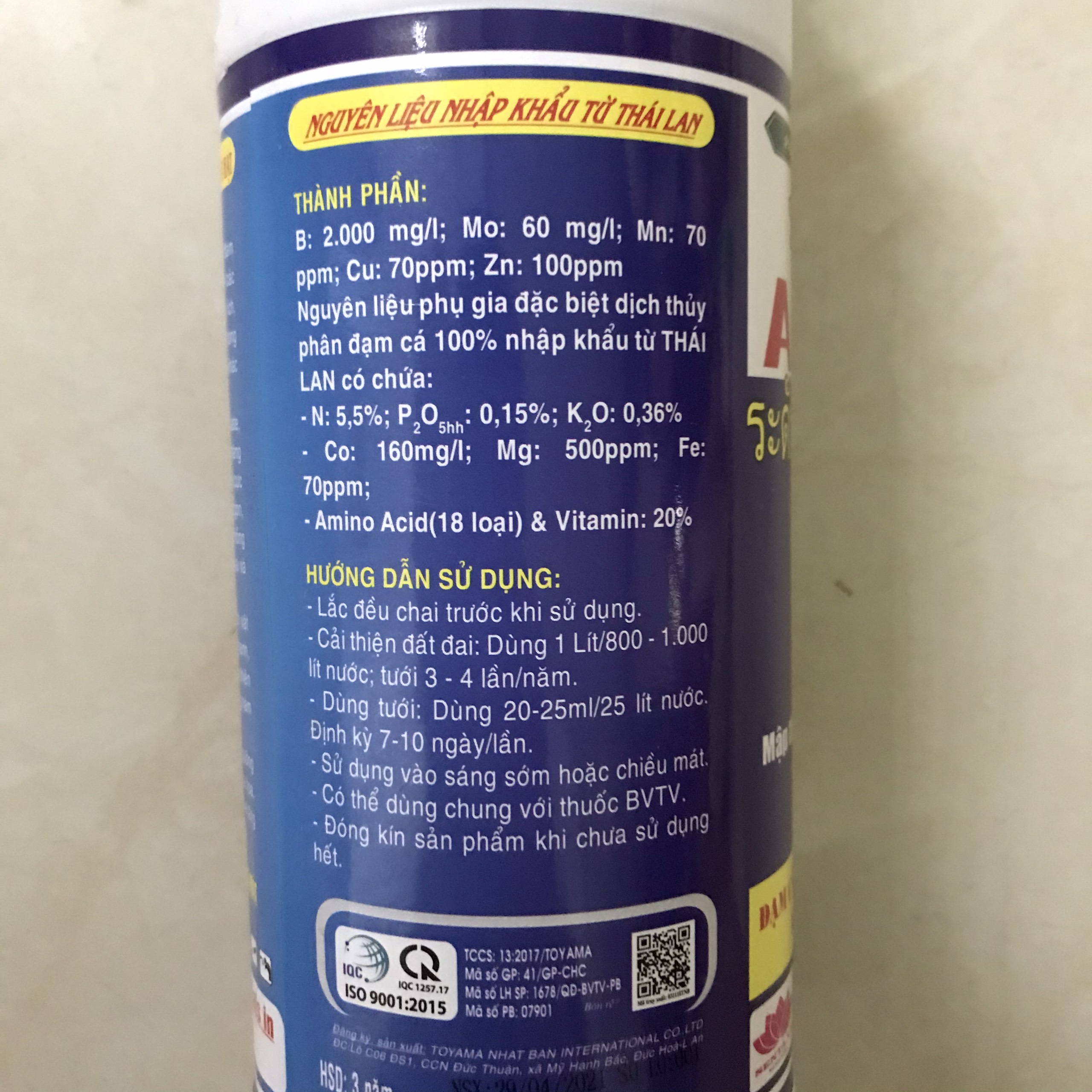 Phân vi lượng Amino thái 1 lít