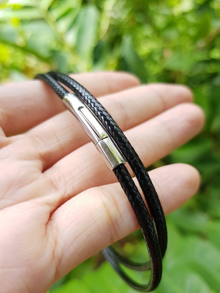 Dây Da Đeo Cổ Khóa Bạc Không Đen Rỉ