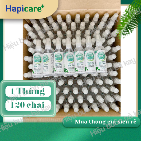 [1 Thùng  - 120 chai] Chai xịt khuẩn mini HapiCare+ (100ml) / Nước khử khuẩn / Xịt rửa tay khô