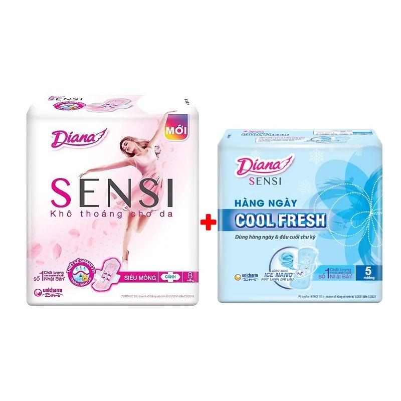 Băng Vệ Sinh Diana Sensi Siêu Mỏng Có Cánh - 8 Miếng (Che tên sản phẩm khi giao hàng)