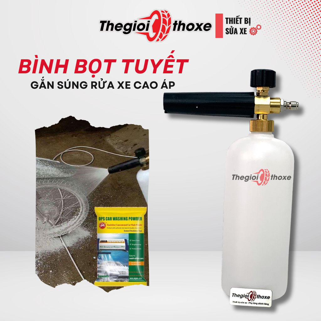 Bình tạo bọt tuyết gắn súng phun rửa xe - bình phun bọt tuyết cho máy rửa xe cao áp | Thế Giới Thợ Xe