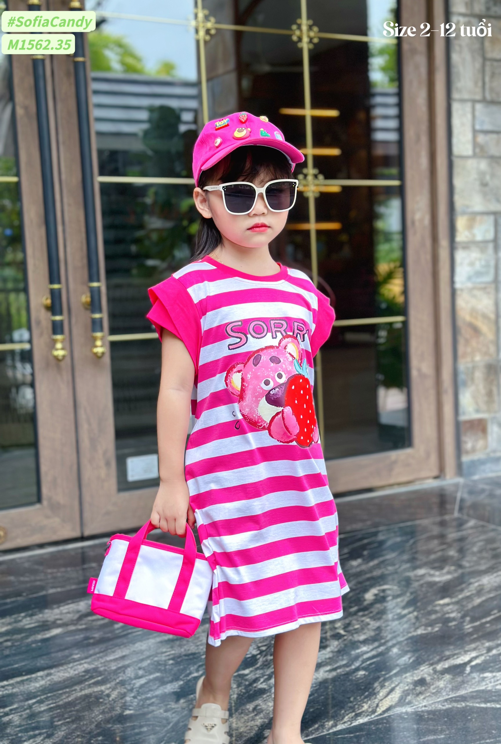 [NEW ARRIVAL] ĐẦM BÉ GÁI KẺ SỌC GẤU DÂU CUTE