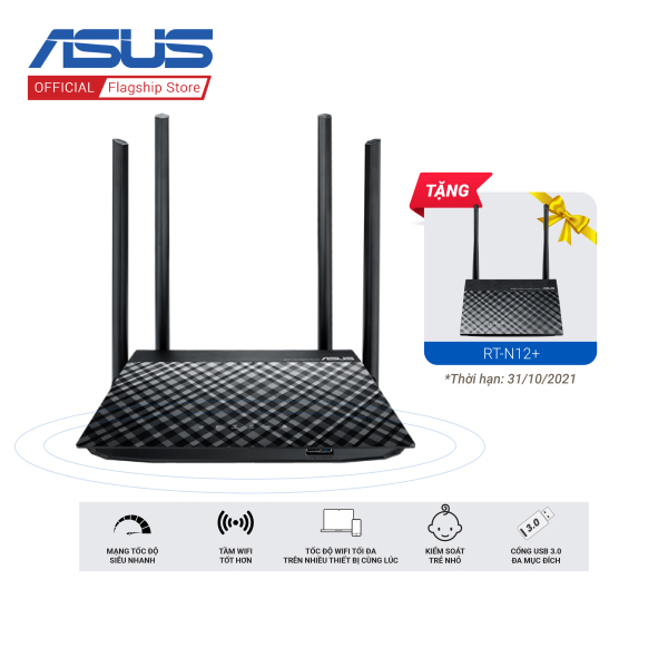 Bảng giá [Tặng kèm Router Asus RT-N12+] Router Asus RT-AC1300UHP-AC1300UHP Dũng Sĩ Xuyên Tường | AC1300 MU-MIMO | 2 băng tần | AiProtection | USB 3.0 Phong Vũ