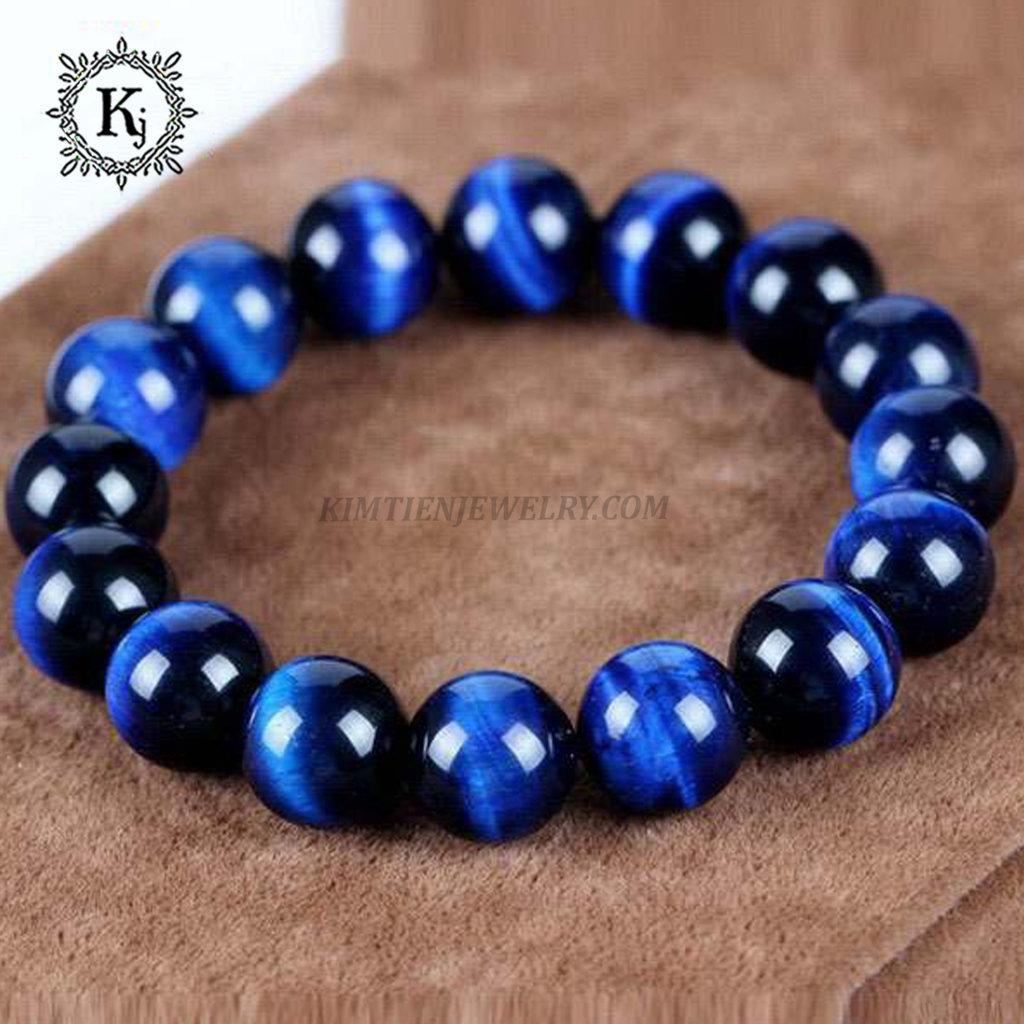 Vòng Tay  Phong Thủy Đá Mắt Hổ Xanh Dương Biển - Hợp Mệnh Thủy , Mệnh Mộc  - Chiêu Tài Chiêu Lộc - Đá Thiên Nhiên - vòng phong thủy mệnh thủy - tặng kèm dây, đá dự phòng