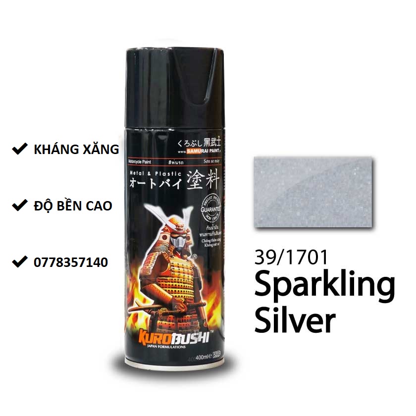 39/1701 Sơn xịt Samurai MÀU BẠC LẤP LÁNH