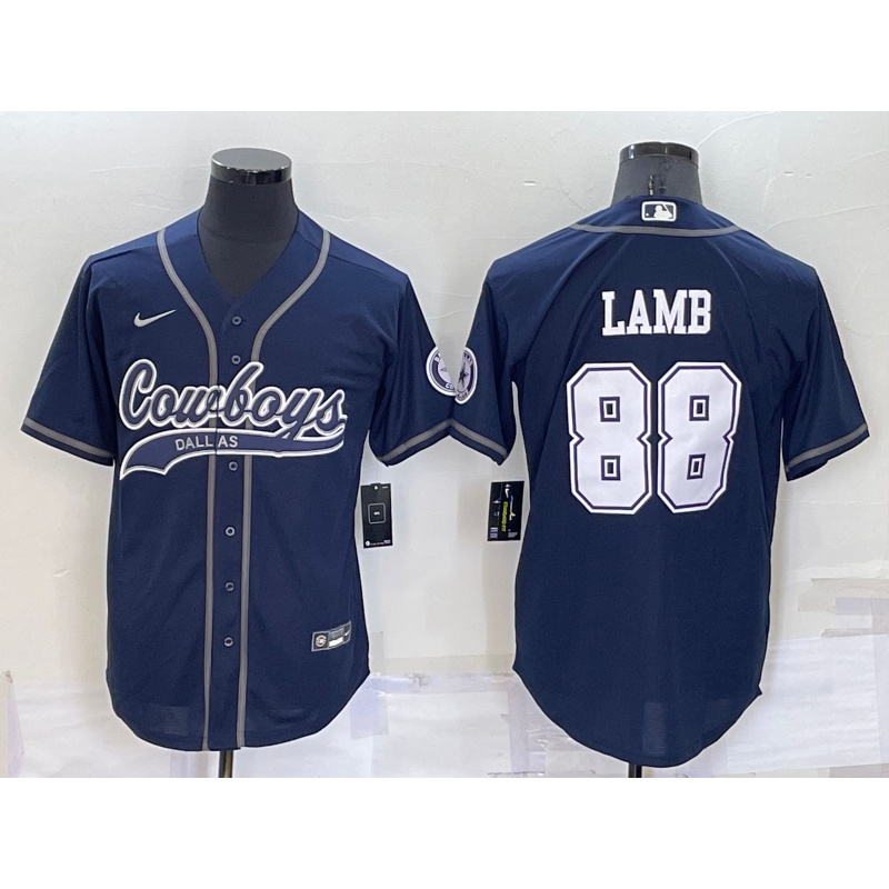 embroidery NFL Dallas Cowboys #4 DAK PRESCOTT #7 DIGGS #88 LAMB #11 PARSONS  Navy Blue Baseball Jersey