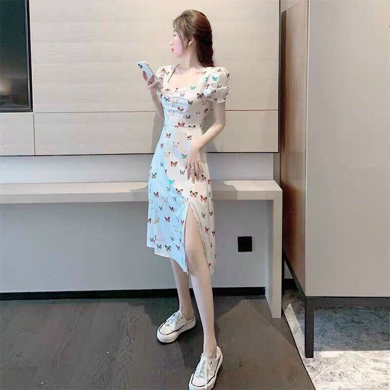 [HCM][ Siêu Phẩm] Đầm Xuông Sẽ Tà In Bướm Siêu Xinh