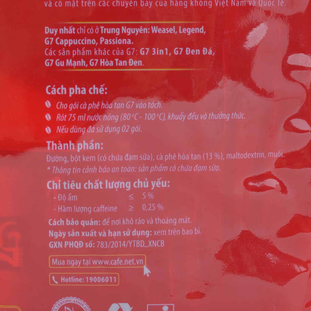 CAFE G7 TRUNG NGUYÊN BỊCH 50 GÓI