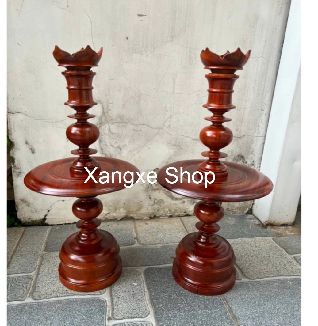 Cặp đèn thờ - Cặp chân đèn cầy gỗ tràm tự nhiên nhiều kích cỡ