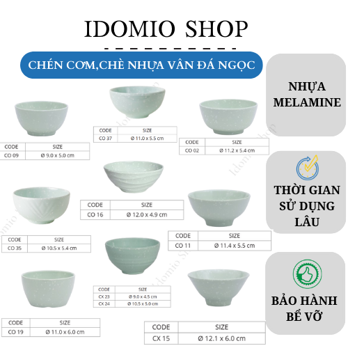 Chén Nhựa Melamine Vân Đá Ngọc Nhiều Size