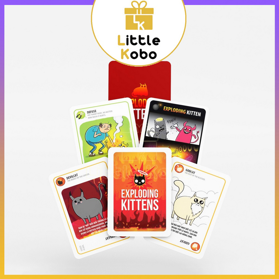 [Hộp Trắng Đỏ] Bài Mèo Nổ Good Vs Evil Exploding Kittens Boardgame 65 Lá Chất Giấy Dày Chống Nước Đồ Chơi Trẻ Em Trí Tuệ
