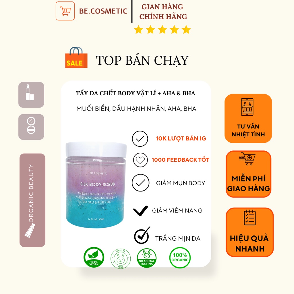 Tẩy tế bào chết body silk Becosmetic