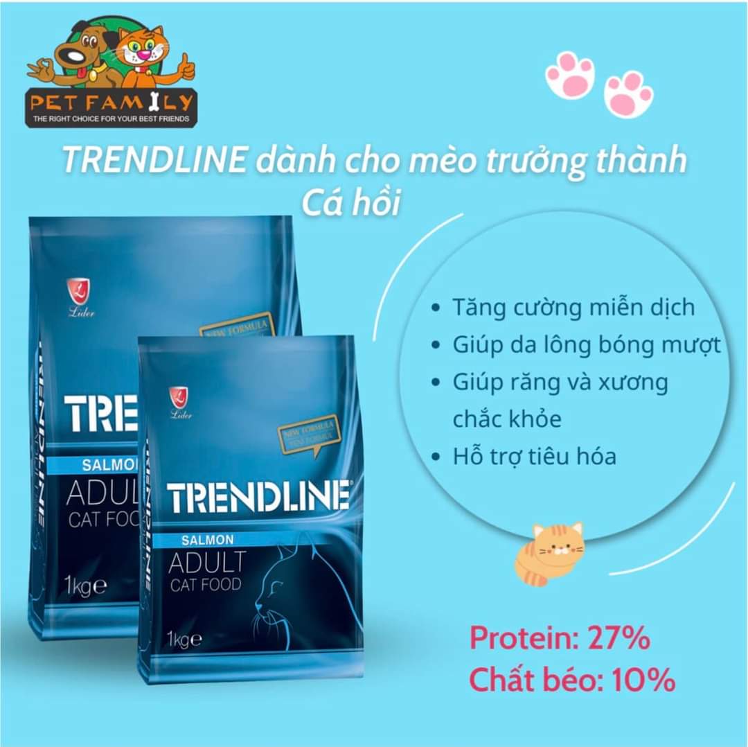 Hạt Trendline Thức Ăn hạt khô cho mèo túi 1kg