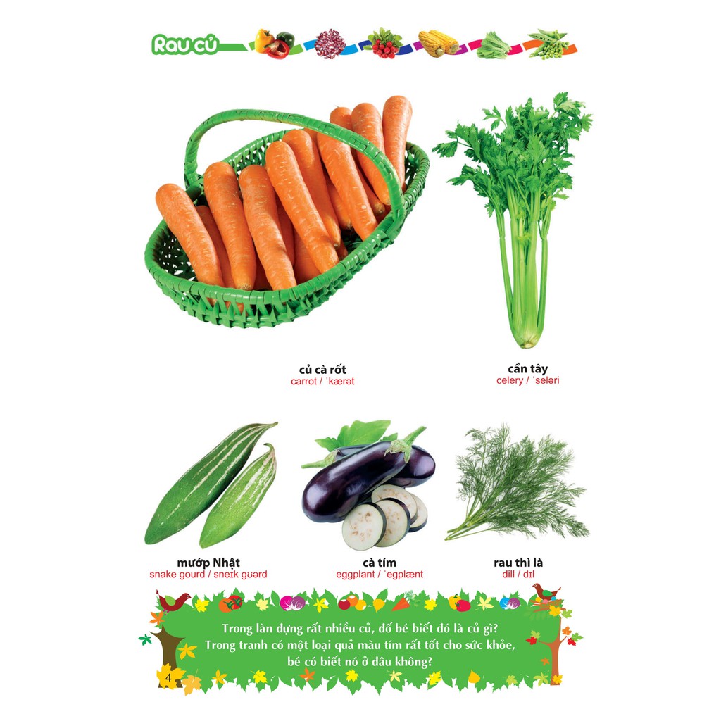 Sách- Từ Điển Tranh Về Rau - Củ - Quả - Hoa (ML)
