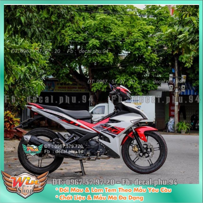 Tem rời exciter 150 đỏ trắng mẫu 2020