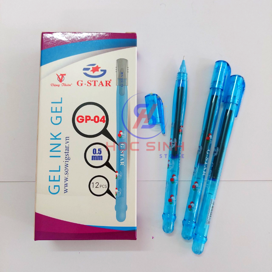 Hộp 12 cây bút gel 0.5mm g-star gp-04 mực xanh, tím - học sinh store