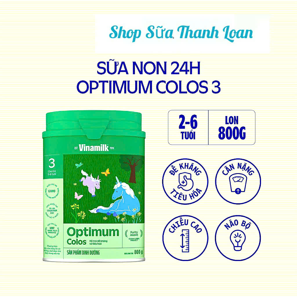 (HSD T4-2028) (Mẫu Mới) Sữa Bột Vinamilk Optimum Colos 1/2/3 Hộp 350g/ 800g.