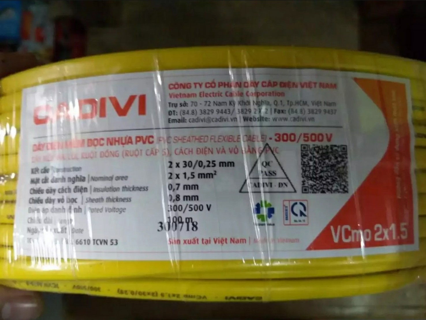 DÂY ĐIỆN CADIVI CV 2.5 ĐƠN - 100M/ 1 CUỘN
