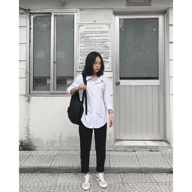 ❤[ GIẢM SÂU 50% ] ❤ Áo Sơ Mi Trắng Trơn Basic Oversize Nam Nữ Học Sinh R43