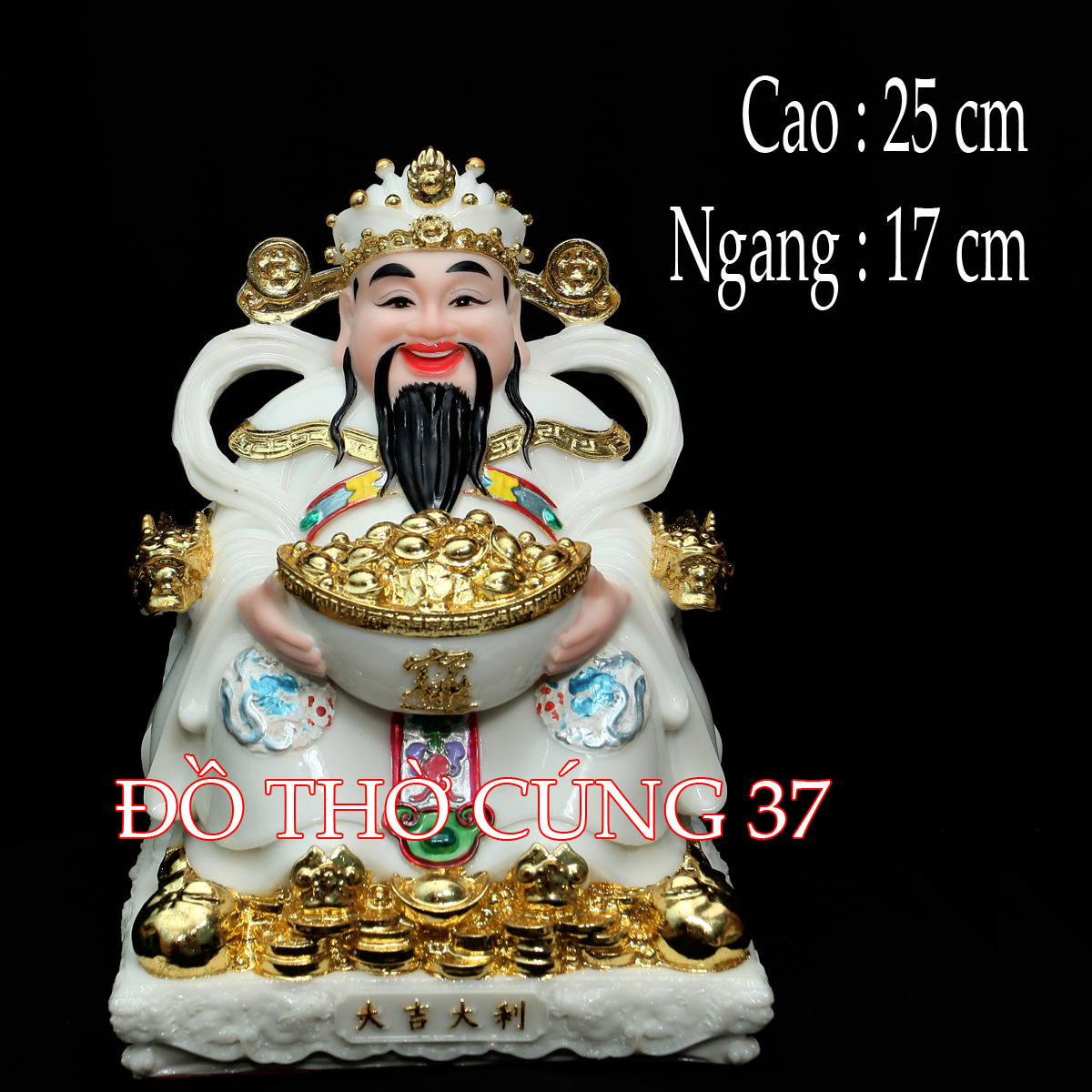 [ BỘ 3 ÔNG - GẤM TRẮNG ] THẦN TÀI +THỔ ĐỊA +THẦN TIỀN  [ COMPOSITE + BỘT ĐÁ ]