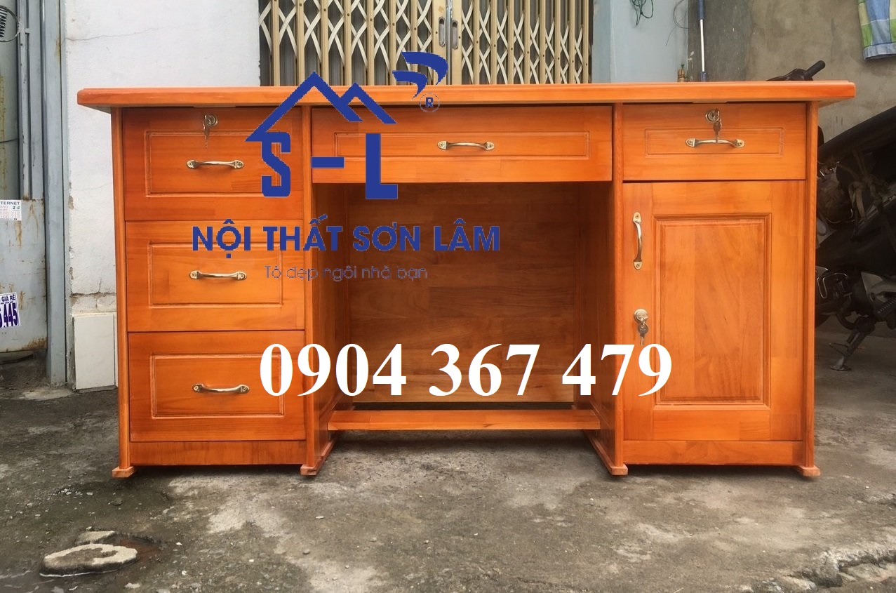 Bàn giám đốc văn phòng 1m4 bàn gỗ tự nhiên nhiều ngăn