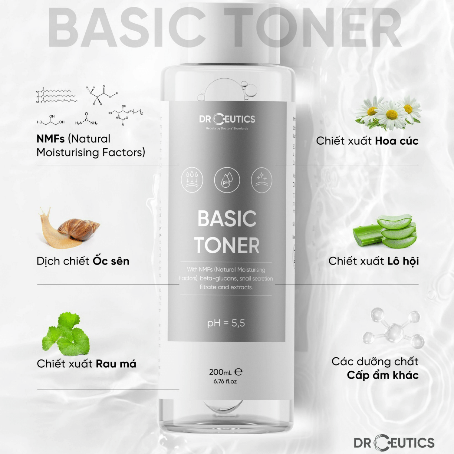 Nước Hoa Hồng Cấp Ẩm Làm Dịu Da DrCeutics Standard & Basic Toner
