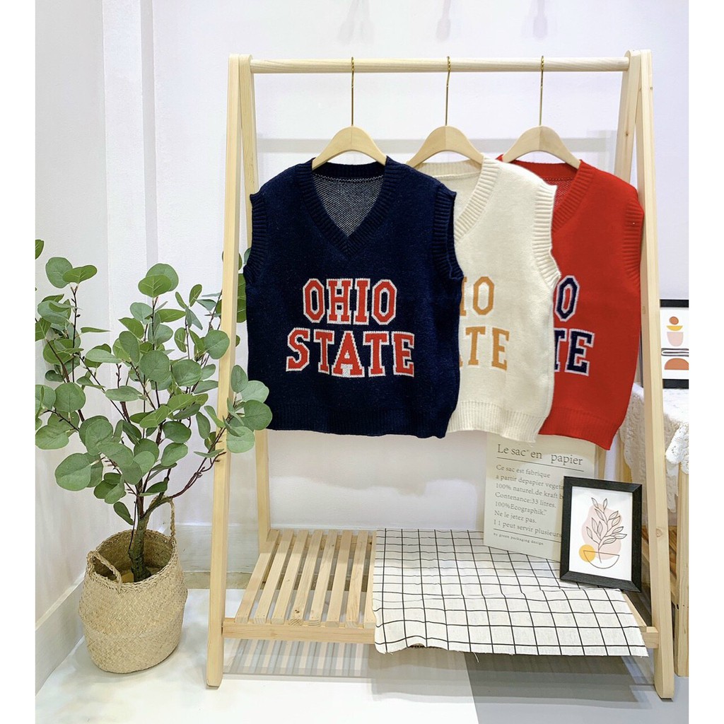 Áo len gile nữ - chữ OHIO - hàng đẹp