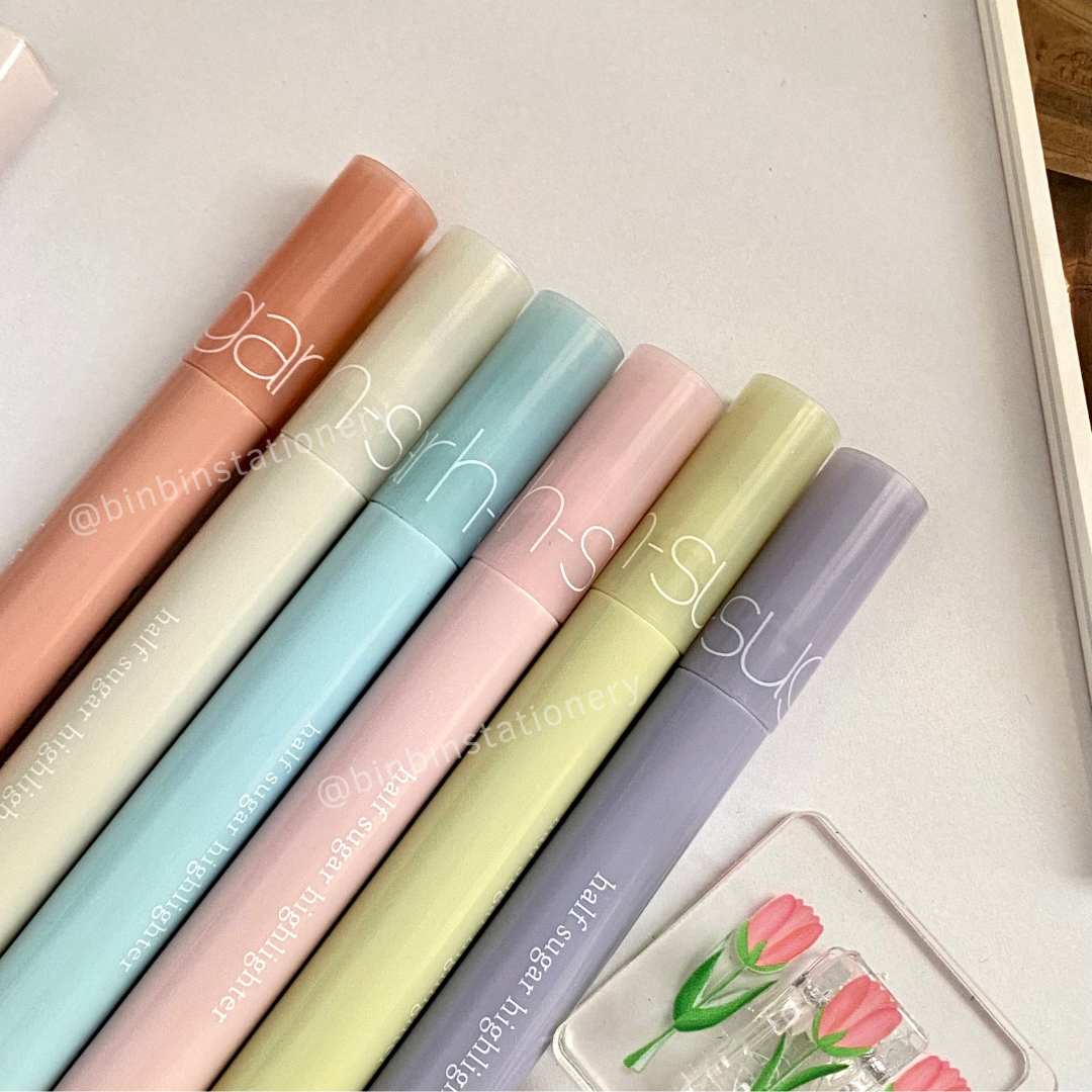 [Bin Bin] Set 6 bút Highlight Half Sugar phong cách Pastel, Morandi HL03