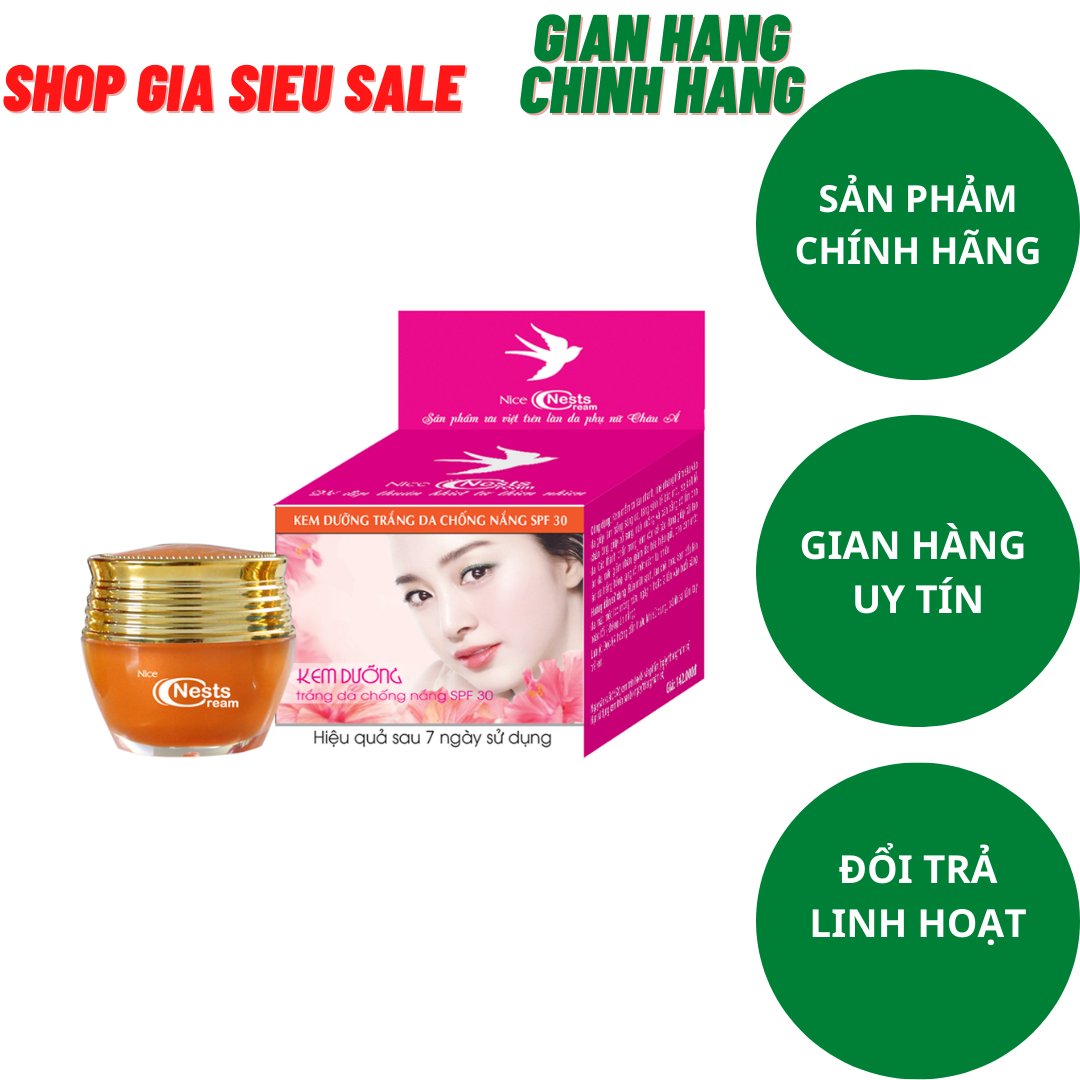 Kem dưỡng trắng da chống nắng spf 30 15g nice nests 142k