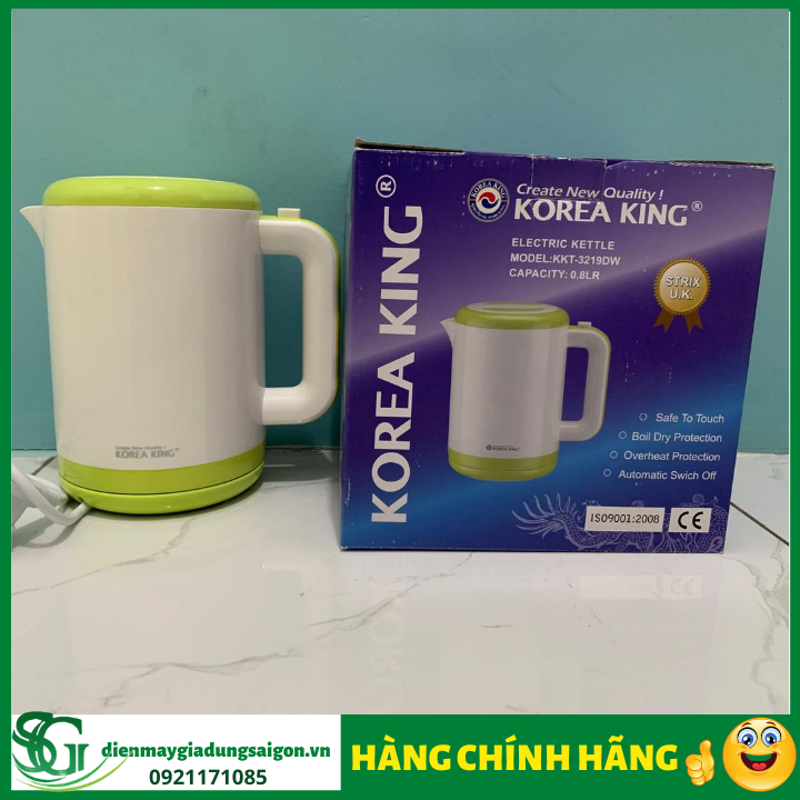 [HCM]Ấm Đun Siêu Tốc Korea King KKT-3219DW (800ml) New