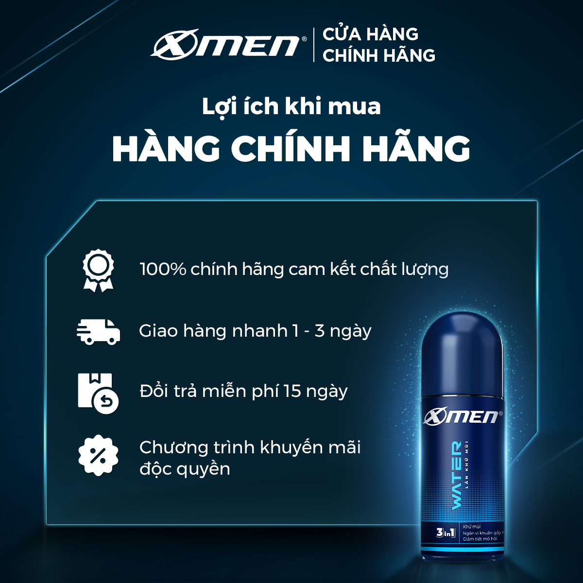 Lăn khử mùi X-men Water - Mát lạnh 50ml