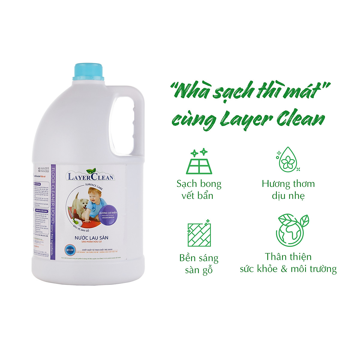 [HCM]Nước lau sàn hữu cơ Layer Clean - can 5 lít