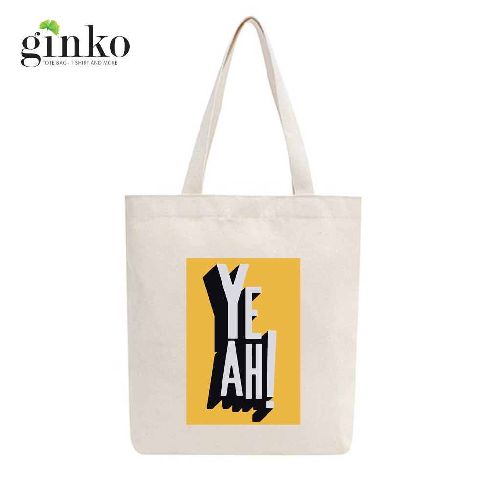 Túi Vải Tote GINKO Kiểu Basic Dây Kéo In Hình Yeah G05