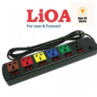Ổ cắm điện LiOA đa năng 6 ổ cắm, 6 công tắc, 2 lõi dây 6DOF32N (3 mét) - Hàng Chính hãng