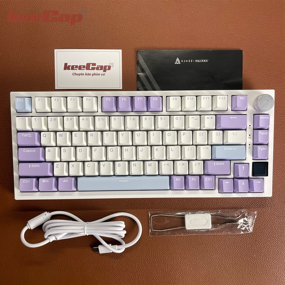 [KEECAP] Bàn phím cơ AJAZZ AK820 Pro tím sữa (3 mode – có màn hình – layout 75%)