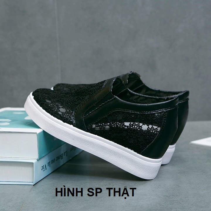 [HCM][CHẤT LƯỢNG] Giày độn đế nữ giày slip on nữ đế độn lưới ren hoa V10 S080 Cỏ Boutique êm chân hàng loại 01. đi làm đi học đi chơi thông thoáng