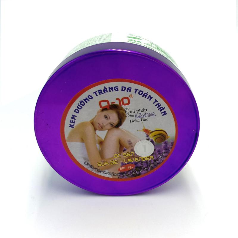 Kem dưỡng trắng da toàn thân Ốc sên - Sữa dê - Lavender Q10 200g (Tím - Trắng)