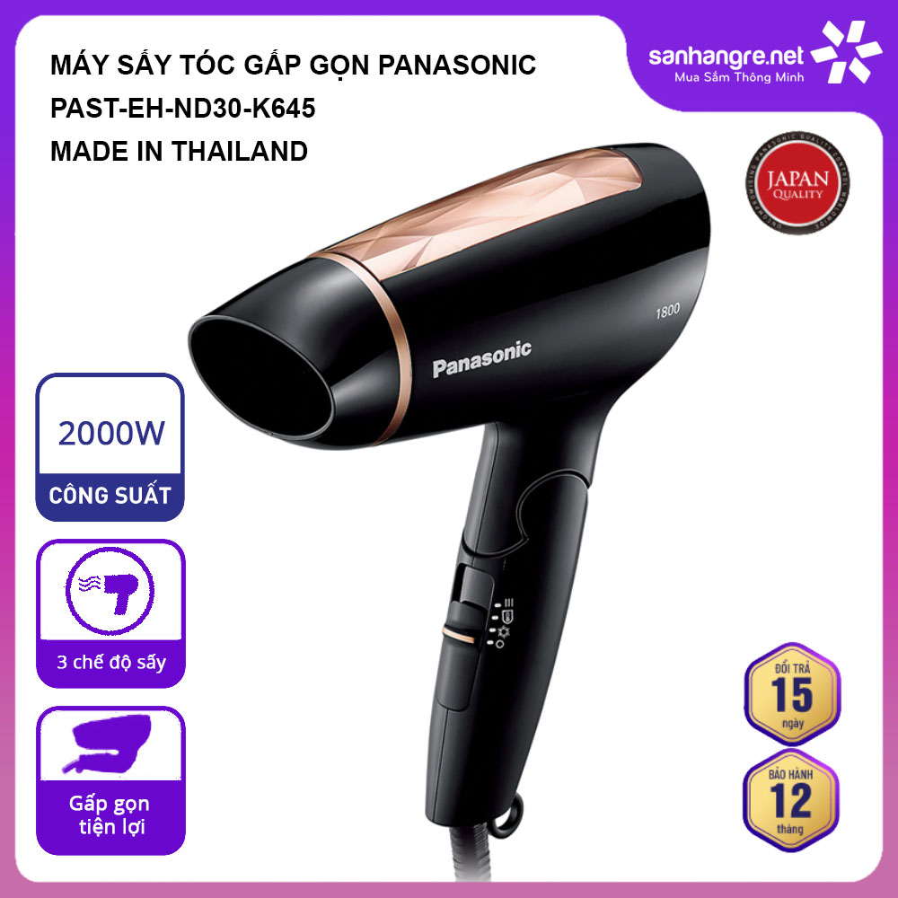 Máy sấy tóc gấp gọn Panasonic PAST-EH-ND30-K645 công suất 1800W Made in Thailand - Bảo hành 12 tháng